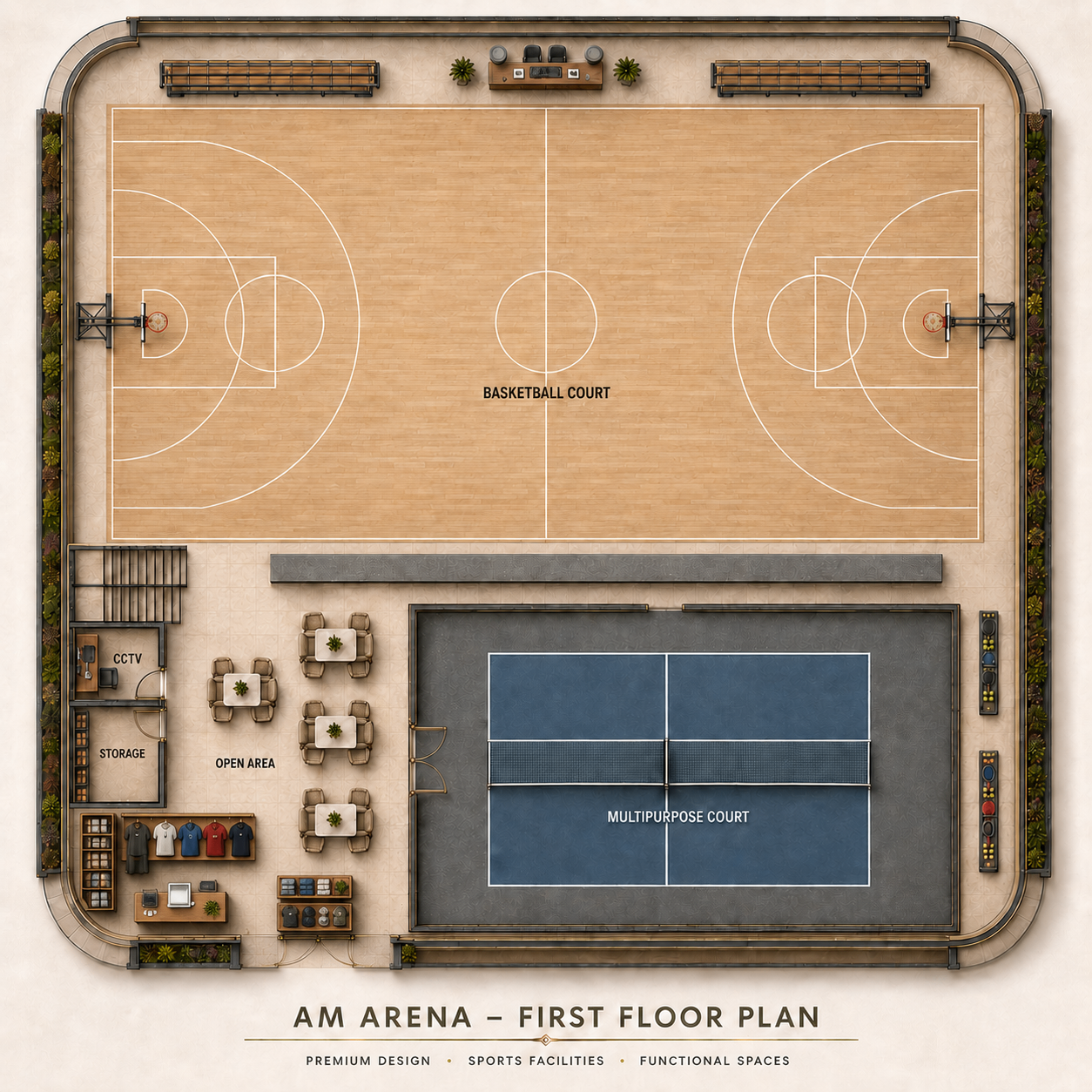 Basketball Court layout plan 1